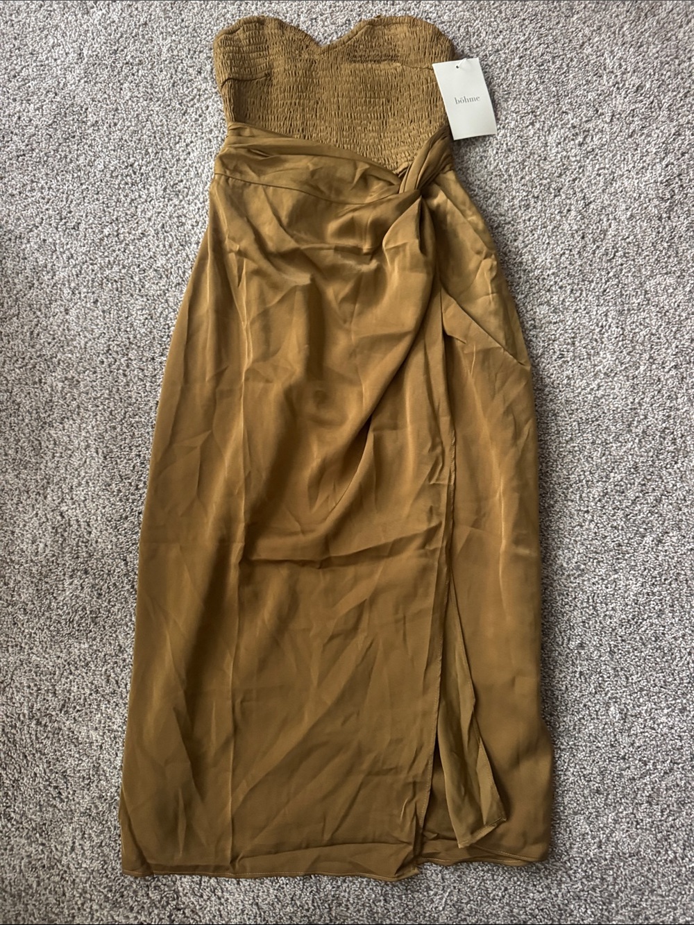 Mustard Seed Mustard Strapless Smocked Maxi Skirt with Wrap